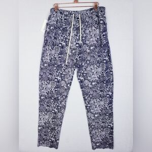 NWT Zimmerli Pajama Pants Navy Blue Paisley Loungewear Viscose Stretch size L